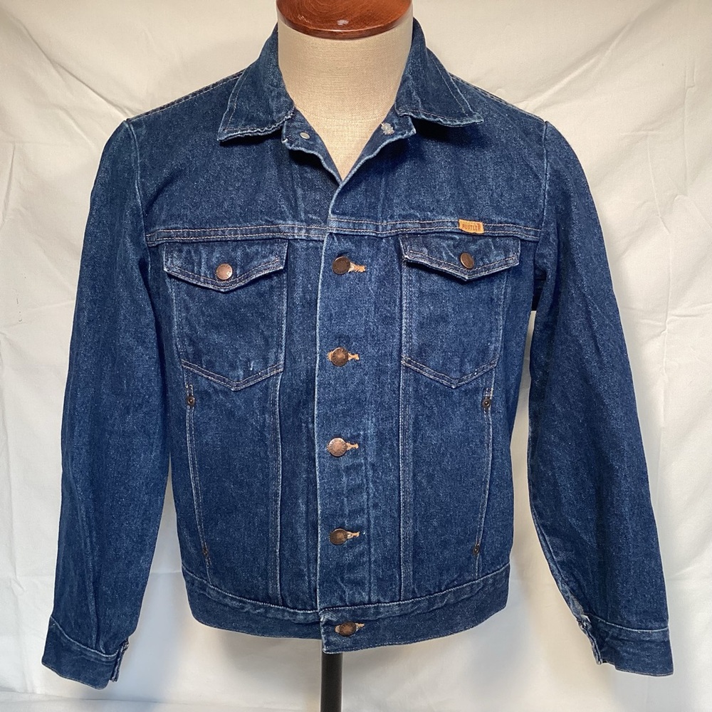 Vintage 70’s Rustler Dark Blue Denim Tucker Jean Jacket Men’s Size Medium